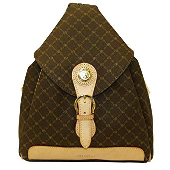 Rioni Signature Brown Zipper Strap Backpack ST20082