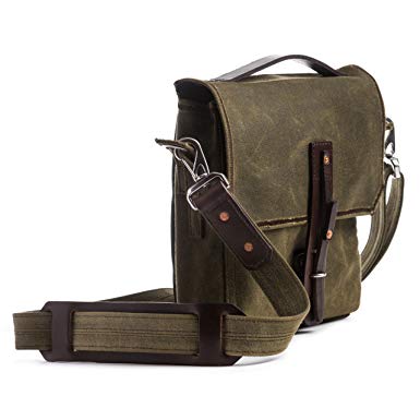 Saddleback Leather Canvas Indiana Gear Bag - Scottish Waxed Canvas Satchel Bag with 100 Year Warranty
