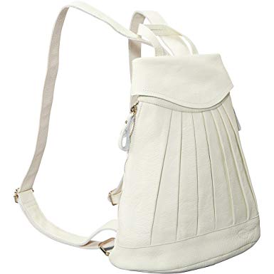 Amerileather Pleated Mini Backpack White