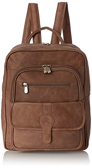Piel Leather Medium Buckle Flap Backpack, Toffee, One Size