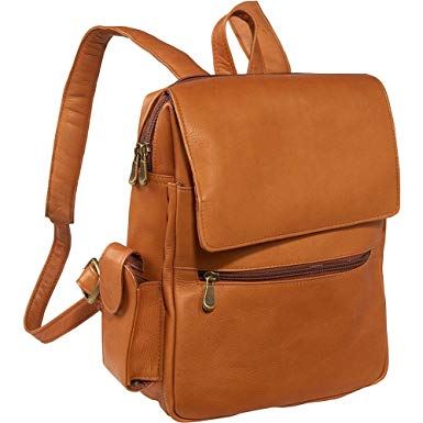Le Donne Leather Ladies Tech Friendly Backpack,One Size,Tan