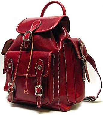 Floto Roma Backpack Polished Italian Calfskin Leather, with Pockets