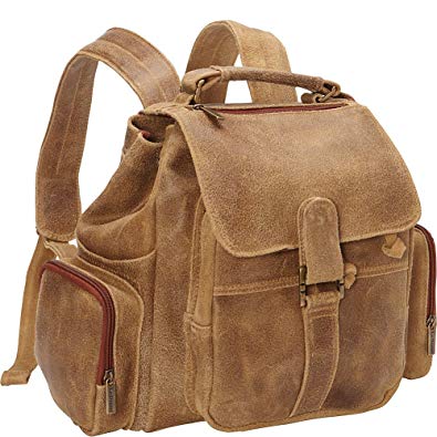 Le Donne Leather Distressed Leather Multi Pocket Back Pack (Tan)