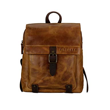 Finelaer Vintage Genuine Leather Backpack DayPack Travel College Bag Brown Men Women