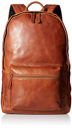 Fossil Men's Ledger Leather Backpack, Cognac, One Size