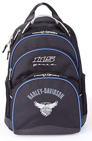 Harley Davidson Steel Cable (115th Anniversary) Backpack, Blue/Black, One Size